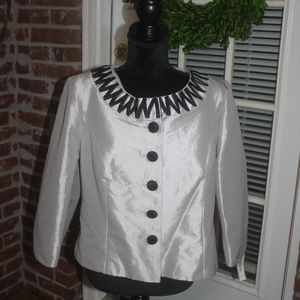Nicolette Silver Black Short Evening Jacket Stretch New With Tags  size 14W